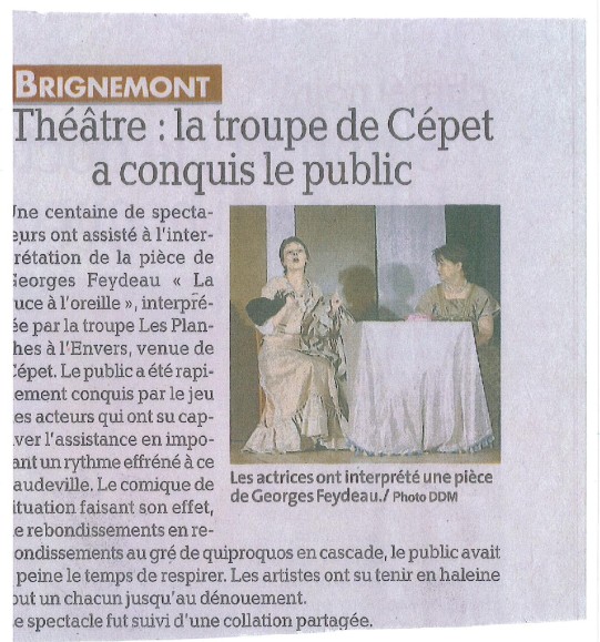 Article Dépêche - Théâtre: la troupe de Cépet a conquis le public